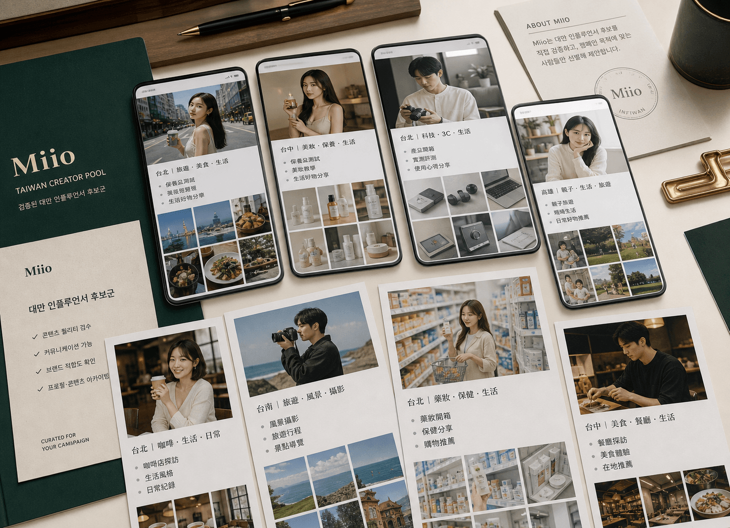 대만 인플루언서 후보와 캠페인 검토 화면